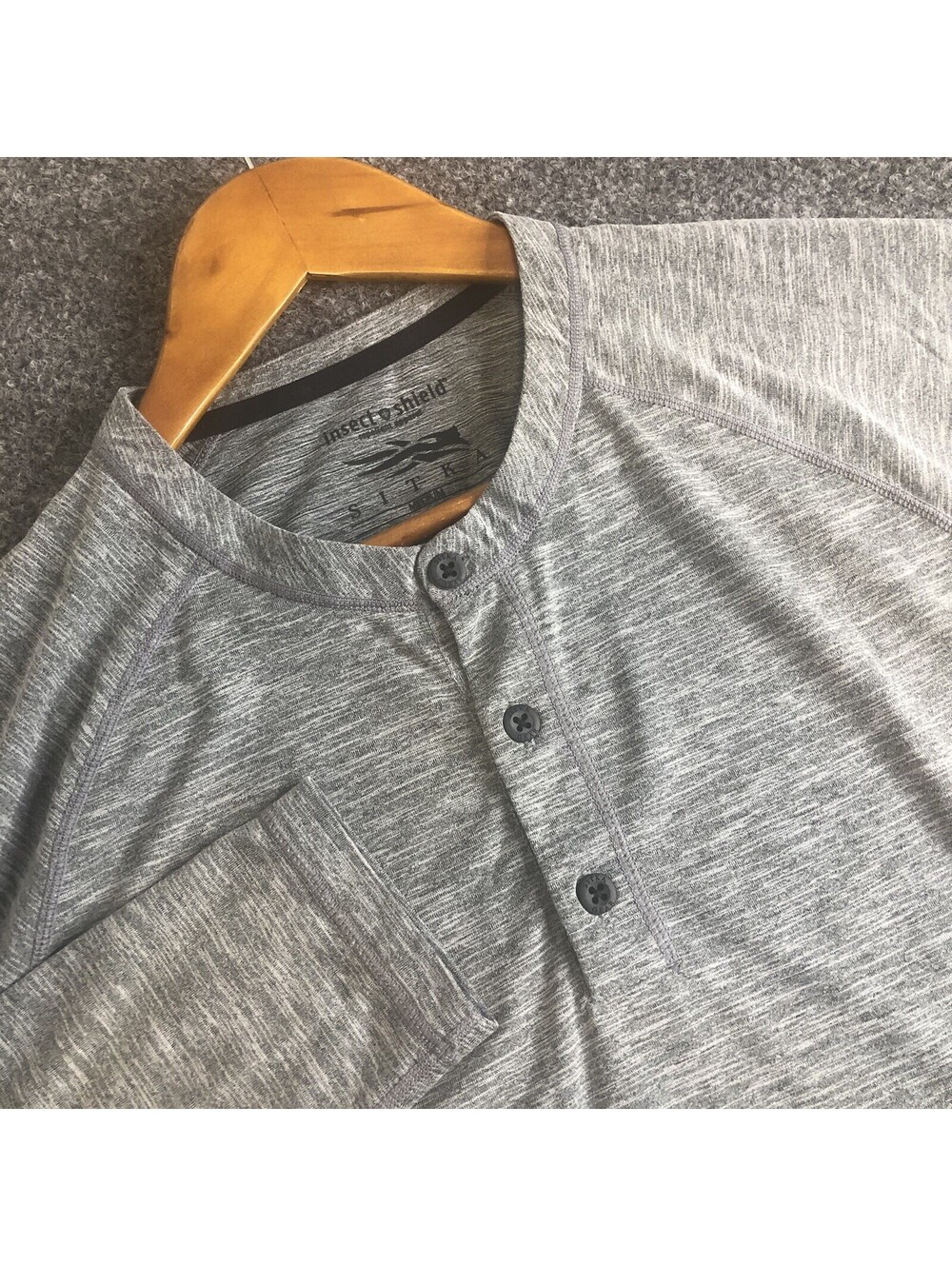 Sitka Gear Hanger Henley Covert Long Sleeve Shirt Mens Medium Gray Insect Shield